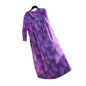 Just For Women Purple Floral Paisley Nightgown Long Sleeve Maxi Loung/ Sleepwear